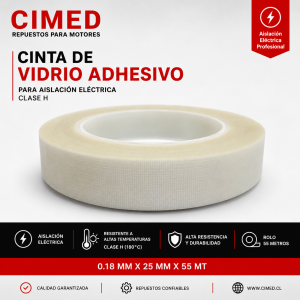 Cinta de Vidrio con Adhesivo 0.18 MM X 25 MM X 55 MT CLASE H